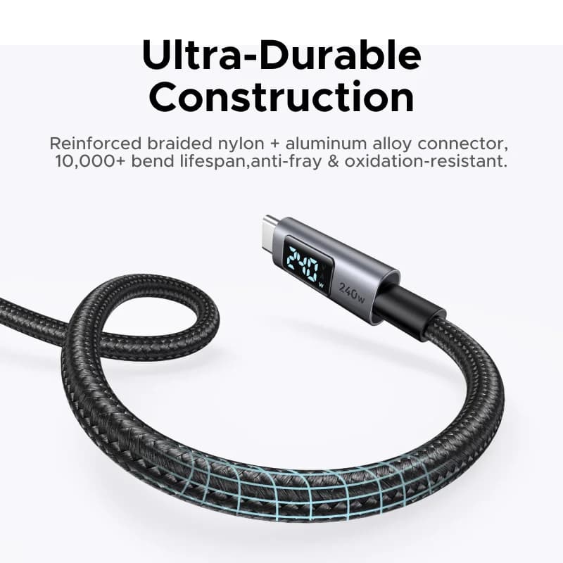 Kábel USB-C 240W s digitálnym displejom výkonu