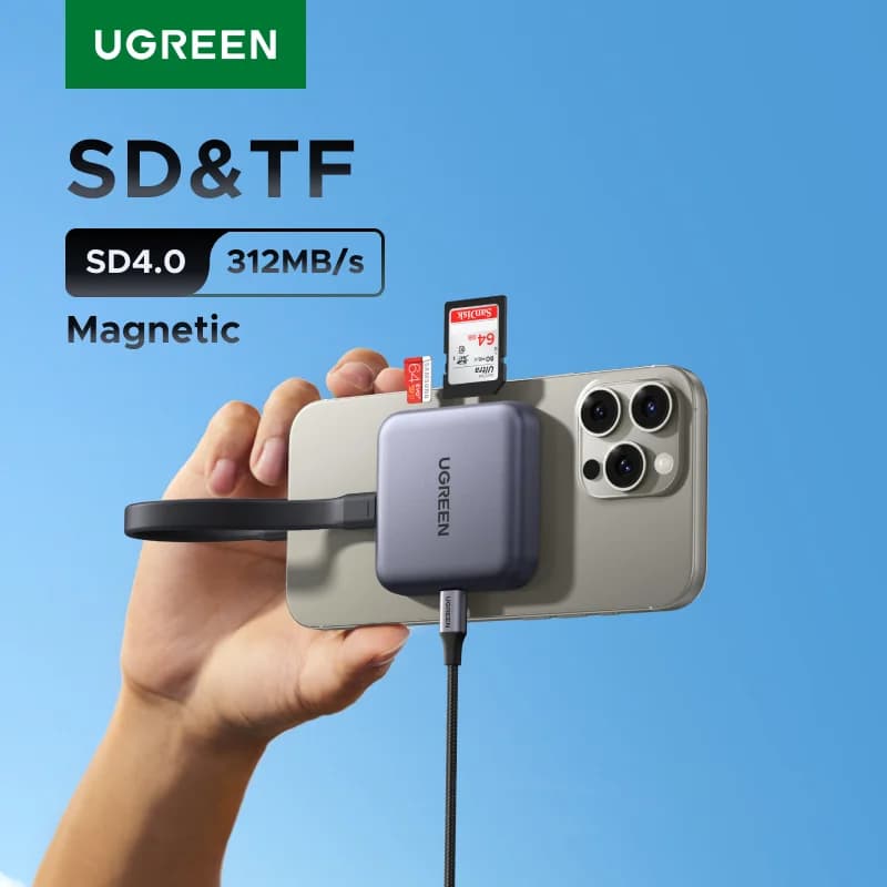 Magnetická čítačka kariet SD a TF s USB-C, 312MB/s