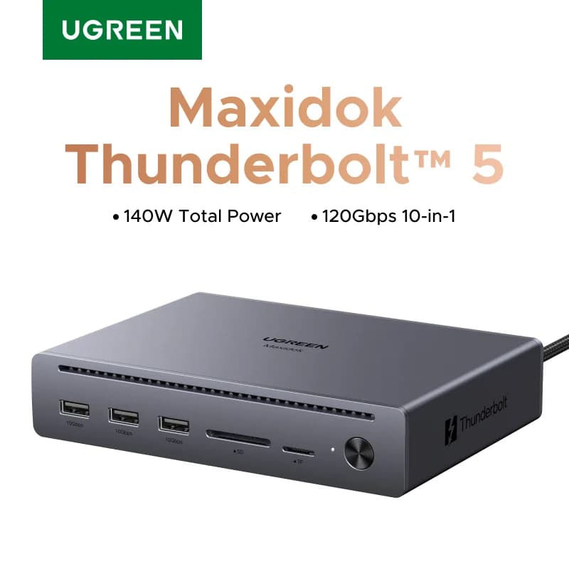 Thunderbolt 5 10-in-1 dokovacia stanica s prenosovou rýchlosťou 120 Gbps