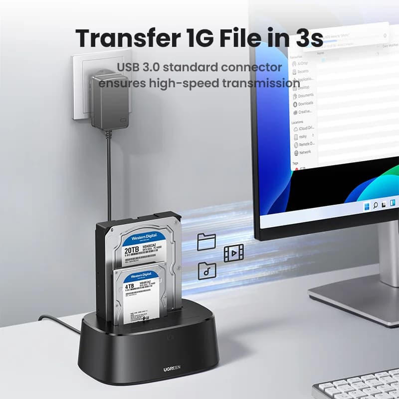 Dvojslotová dokovacia stanica SATA na USB 3.0 pre HDD