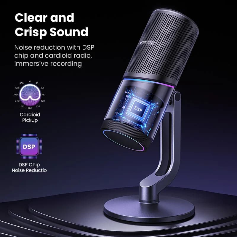 USB kondenzátorový mikrofón s RGB osvetlením