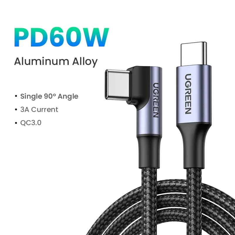 USB-C kábel s uhlom 90°, 100W PD, Gaming