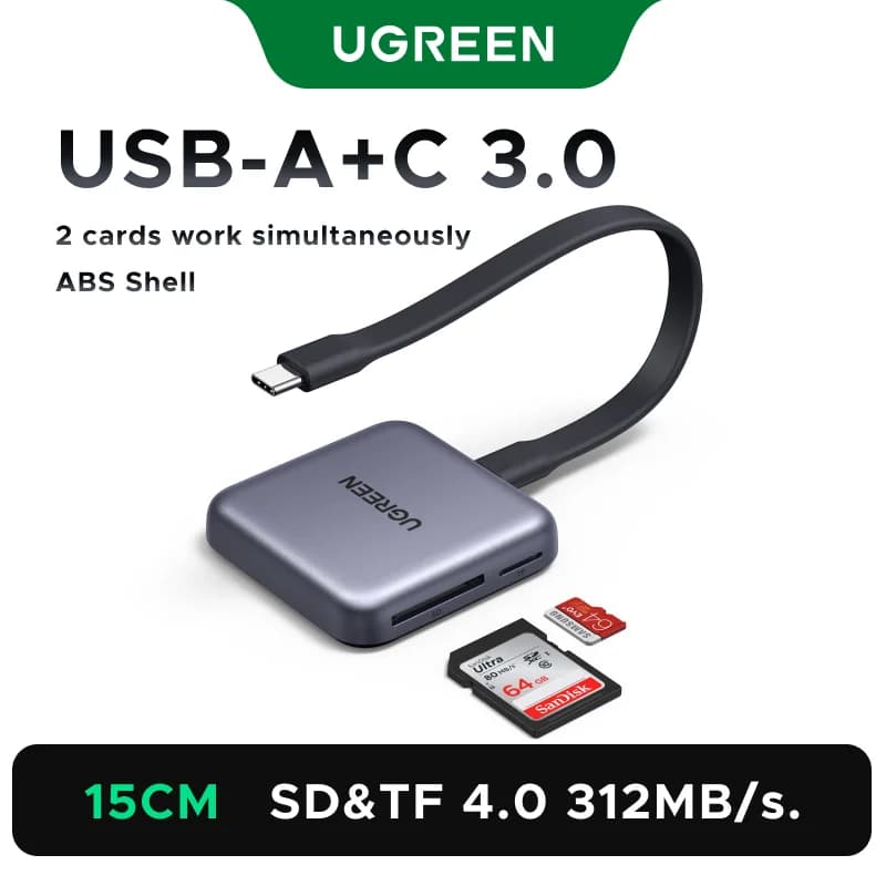 Magnetická čítačka kariet SD a TF s USB-C, 312MB/s