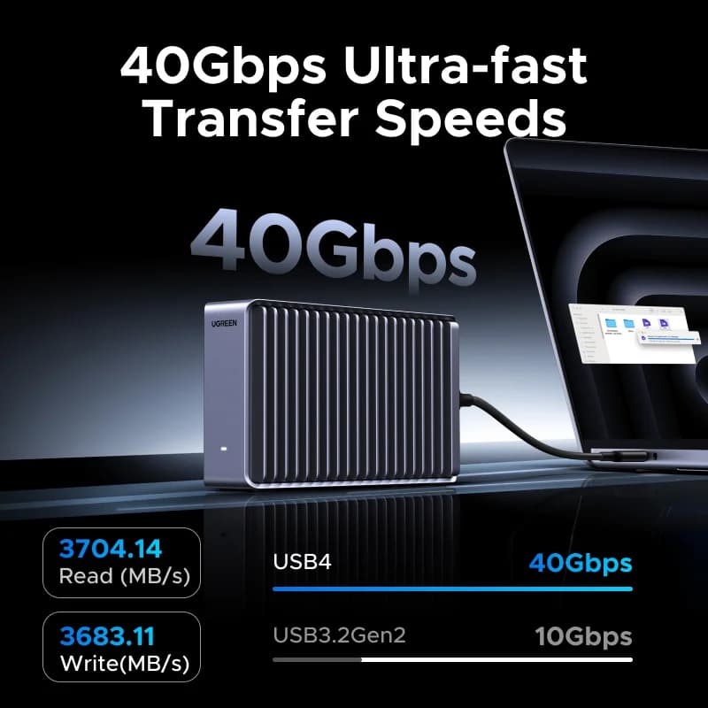 USB4 M.2 NVMe SSD kryt, 40Gbps, Thunderbolt