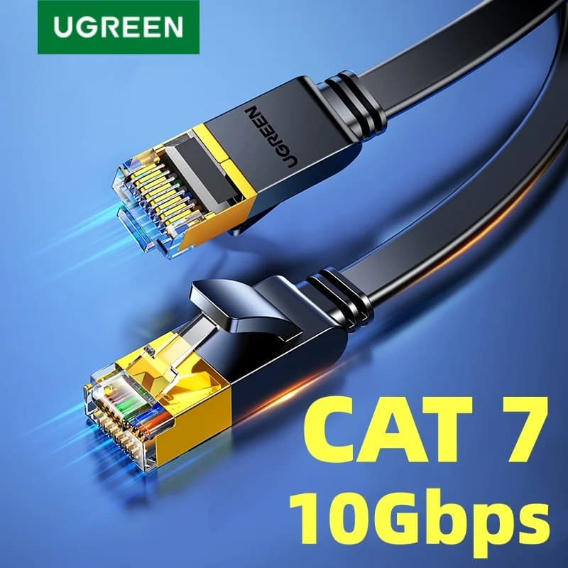Plochý ethernetový kábel Cat 7, LAN kábel STP 10Gbps
